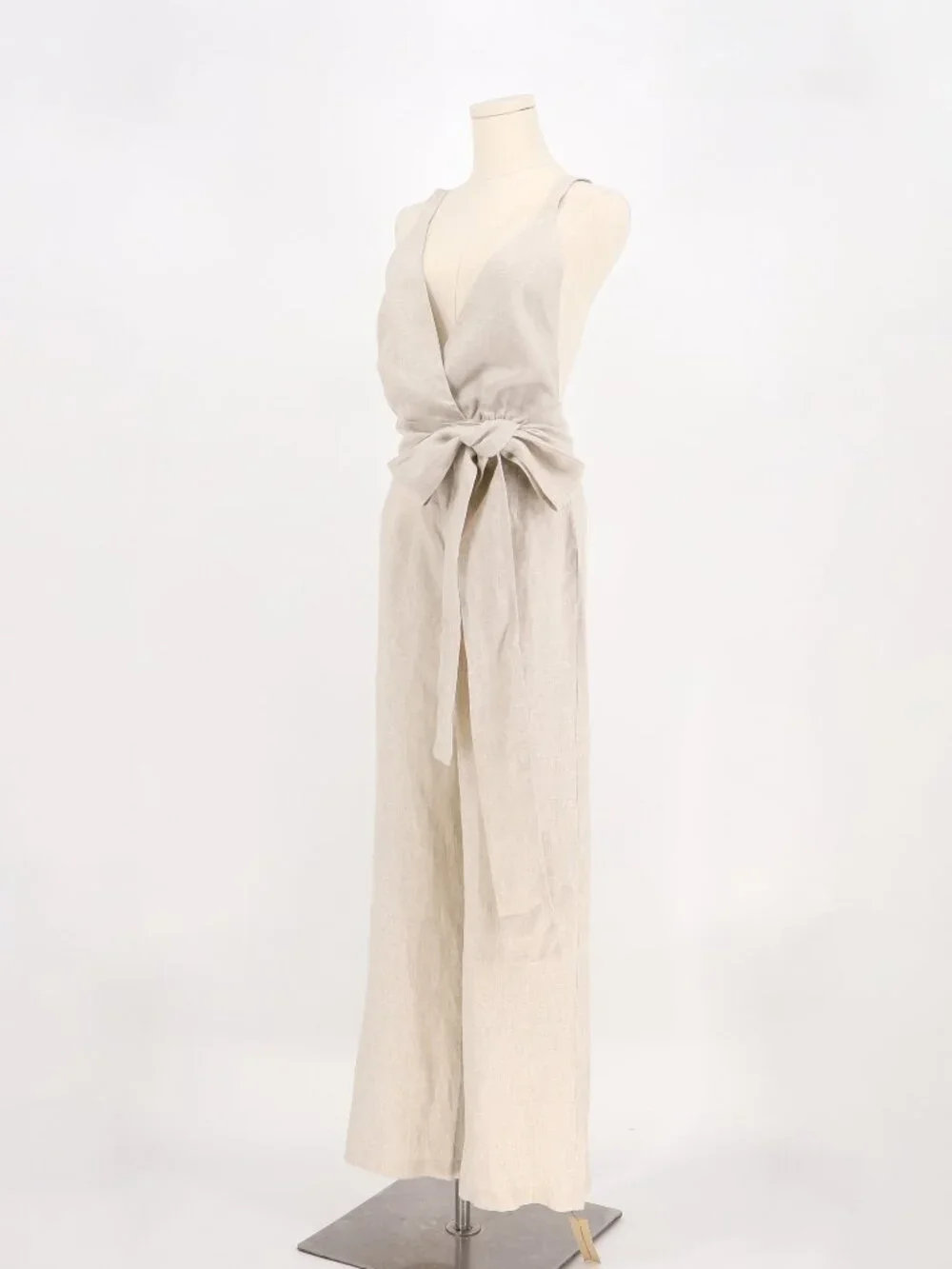 NWOT REFORMATION Dani Linen Crossback Jumpsuit in Sand Size 4